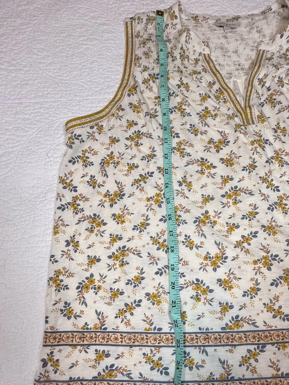 Lucky Brand Floral Sleeveless Split Neck Boho Blouse Top - Picture 5 of 6